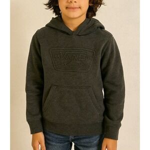Vans‎ Kids Gray Pullover Hoodie Sweatshirt Long Sleeve Logo Graphic Size 6/L